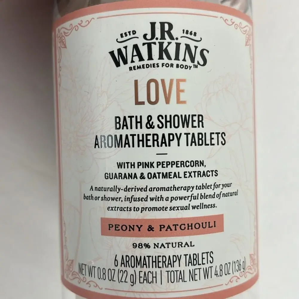 J.R. Watkins Aromatherapy Bath Shower Tablets Love Peony Patchouli 6 Tab Lot of2